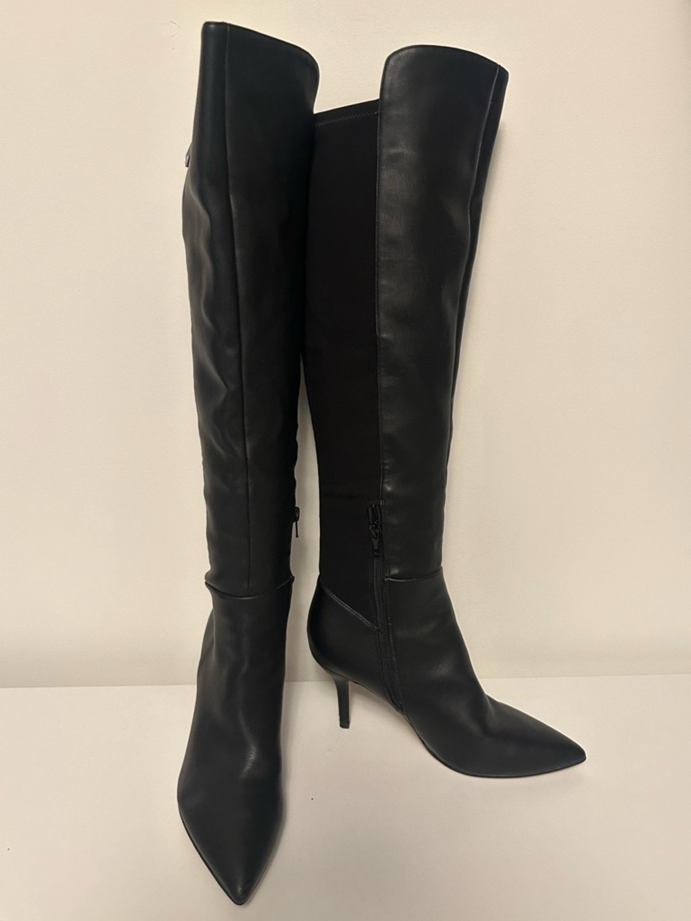 Black Knee-High Pointed Toe Stiletto Boots